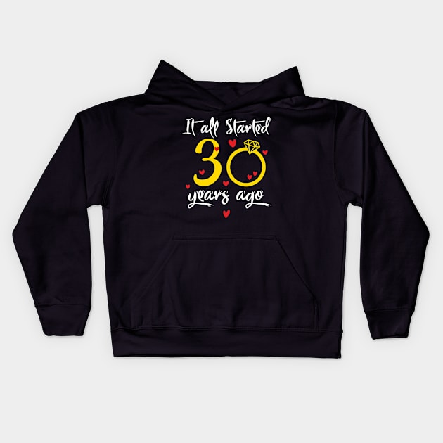 Wedding Anniversary 30 Years Together Golden Family Marriage Gift For Husband And Wife Kids Hoodie by truong-artist-C